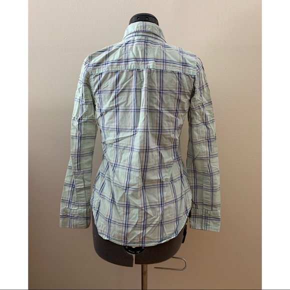 [Pacsun] Mint Green and Blue Plaid Button-Up Shirt - Picture 3 of 4